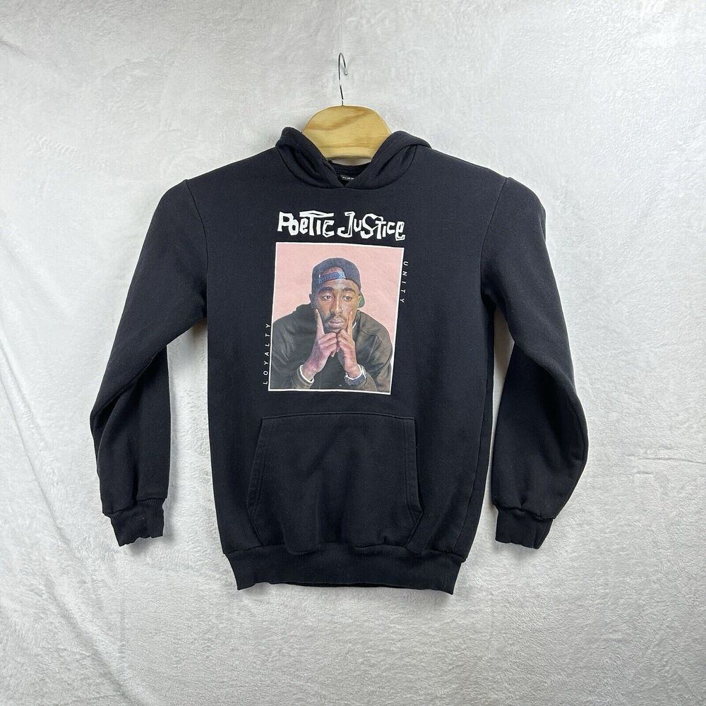 Tupac Shakur 2Pac Poetic Justice Black Hoodie Sweatshirt Small‎ S